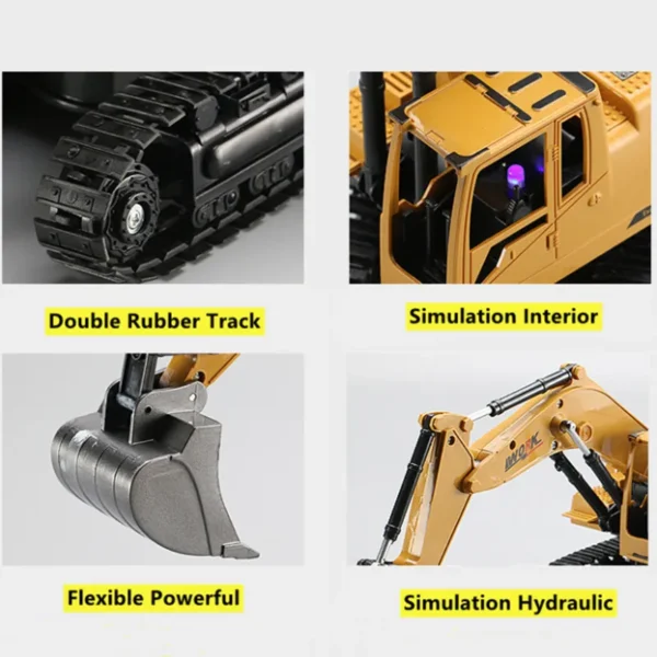 Simulation Hydraulic Remote Control Excavator 25Mins 8CH 360 Degree Rotation Double Rubber Track RC Truck Toy With Music Light - Image 5