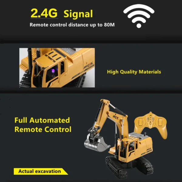 Simulation Hydraulic Remote Control Excavator 25Mins 8CH 360 Degree Rotation Double Rubber Track RC Truck Toy With Music Light - Image 4