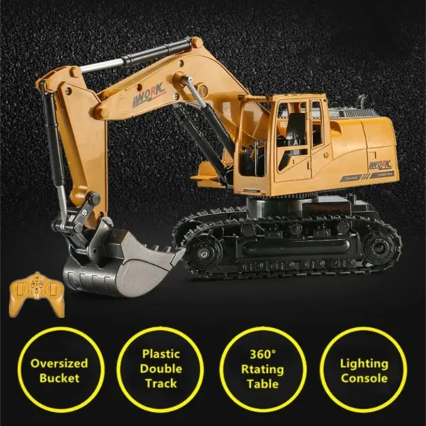 Simulation Hydraulic Remote Control Excavator 25Mins 8CH 360 Degree Rotation Double Rubber Track RC Truck Toy With Music Light - Image 2