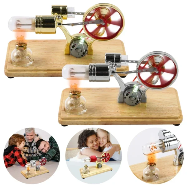 Steam Heat Electricity Power Generator with LED Light Educational Hot Air Engine Motor Model Learning Science Experiment Toys - Image 3