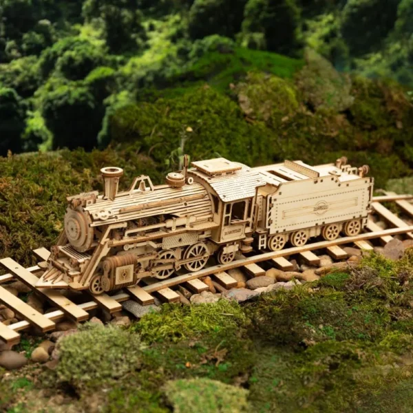 Children Children's Puzzle Box Model Kit Wooden Construction Kit 3D Wooden Puzzle Mechanical Model Steam Train - Image 5