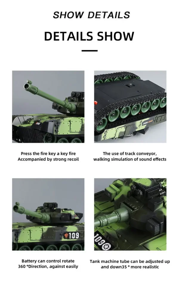 RC Tank Military War Battle United States M1 Leopard 2 Remote Control Toy Car Tactical Model Electronic Toys for Boys Children - Image 6