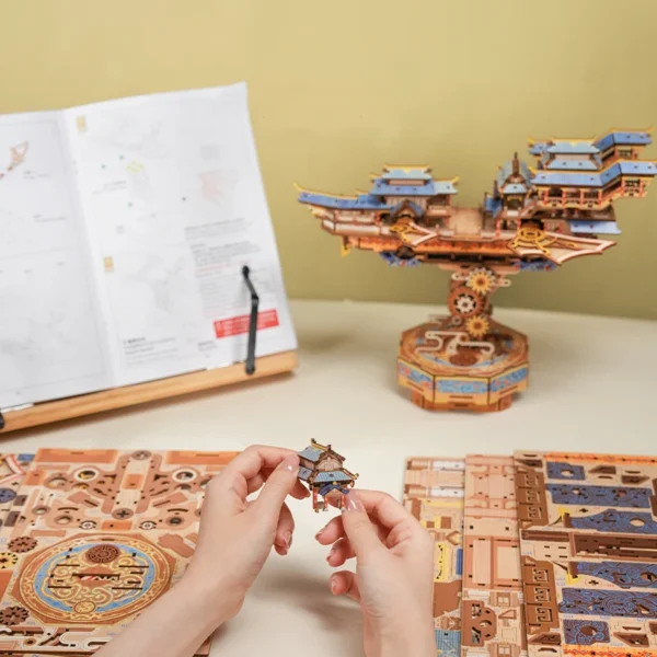 3D Wooden Puzzle Wind Voyager Assembled Miniature Model Kits Mechanical Gear Rotation Puzzles Friends Birthday Gifts Home Decor - Image 4