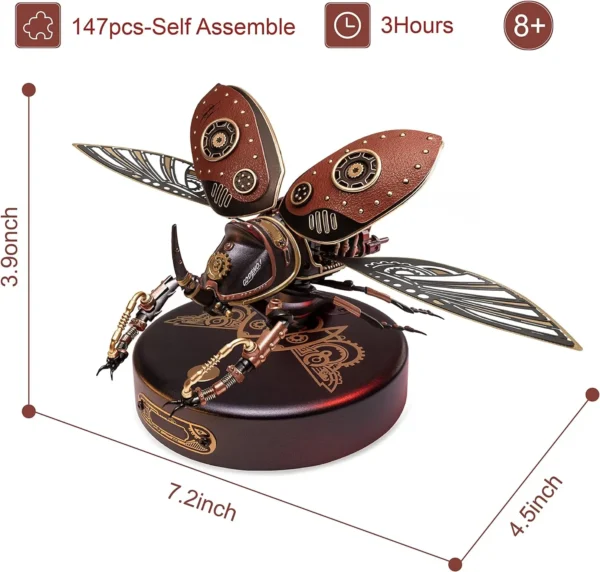 Robotime Rokr Rhinoceros Beetle Model Building Kits Mechanical 3D Puzzles Games Birthday Easy Assembly Mechanical Design Toys - - Image 5