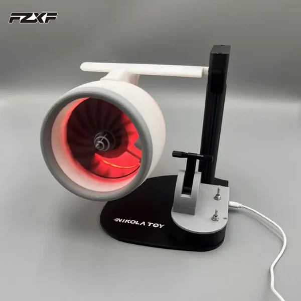 Turbofan Engine with Humidifying Spray Creative Aircraft Fan Model Toy Ornaments Red Tail Flame USB Cable