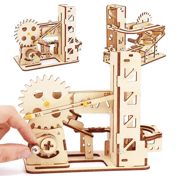 Ury 3D Wooden Puzzle Mini Marble Run Set DIY Mechanical Track Manual Model Building Block Kits Assembly Toy Gift for Teens Adult - Image 5