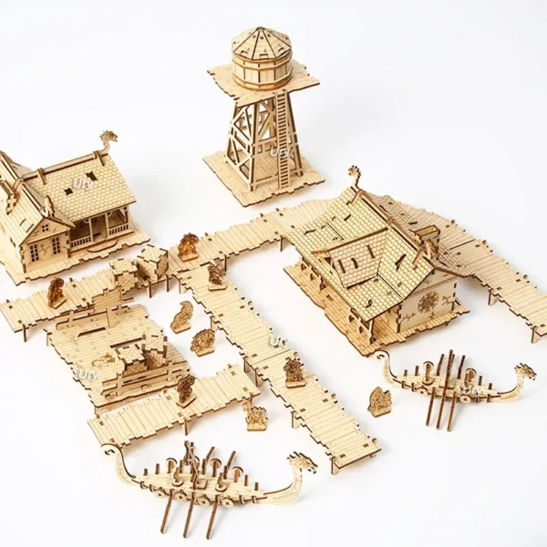 Ury 3D Wooden Puzzle WW2 War City Postwar Relic Handmade Mechanical Assembly House Model DIY Kits Toys Decoration Gifts for Kids - Image 6