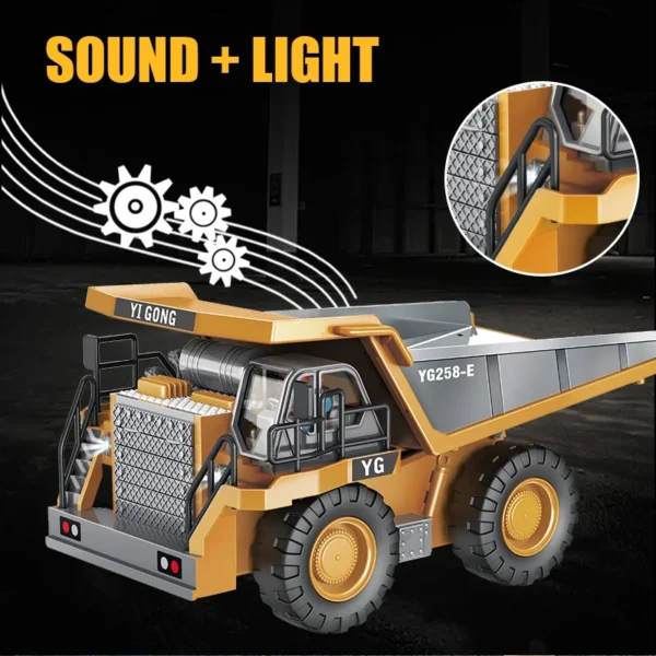 1:24 9CH RC Alloy Dump Truck Car Engineering Vehicle Forklift Heavy Excavator Remote Control Car Toys for Boys Children's Gifts - Image 3