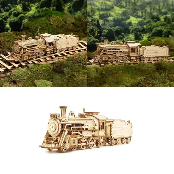 Children Children's Puzzle Box Model Kit Wooden Construction Kit 3D Wooden Puzzle Mechanical Model Steam Train