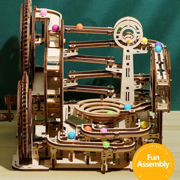 3d Wooden Puzzle Building Model Kits Marble Runs Mechanical Puzzles Self Assembly Toy STEAM Educational Toys for Kids Adult Gift - Image 2