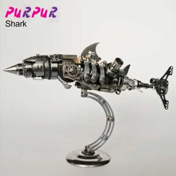 Punk DIY Fish Mechanical Shark Assembly 3D Metal Puzzle Stainless Steel Model Kit Personalized Gift Toy