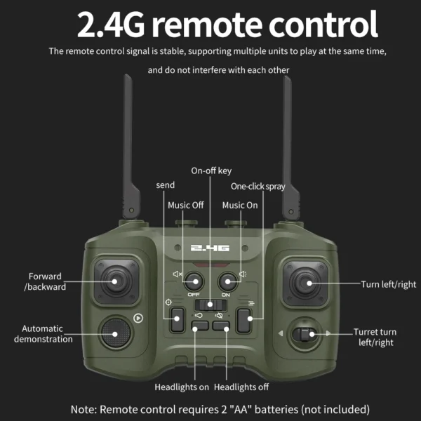 2.4G Tracked Simulation Remote Control Tank Water Bomb Spray Remote Control Vehicle War Armored Vehicle Model Children Toy Gift - Image 4