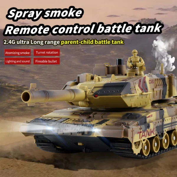 2.4G Tracked Simulation Remote Control Tank Water Bomb Spray Remote Control Vehicle War Armored Vehicle Model Children Toy Gift