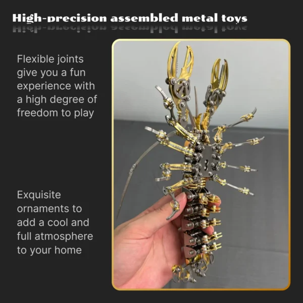 DIY mechanical assembly 3D metal lobster stainless steel puzzle decompression model kit personalized gift toy - Image 5