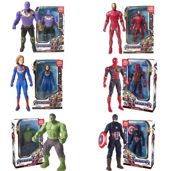 2024 Marvel Spiderman Hulk Ironman Anime Action Figure Toy Christmas Gift Pvc Movable Joints Luminous Doll Collection Model Toy - Image 3