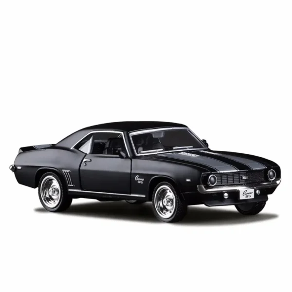 1:36 Chevrolet USA 1969 Camaro SS Vintage Matte Black Diecast Metal Car Model Toy For Collection Gift Kids A318 - Image 2