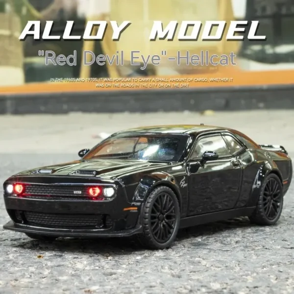 1: 32 Dodge Series,Challenger Hellcat Vintage Classic Alloy Car Model Toy Pull Back Cars With Sound and Light For Kids Gift - Image 3