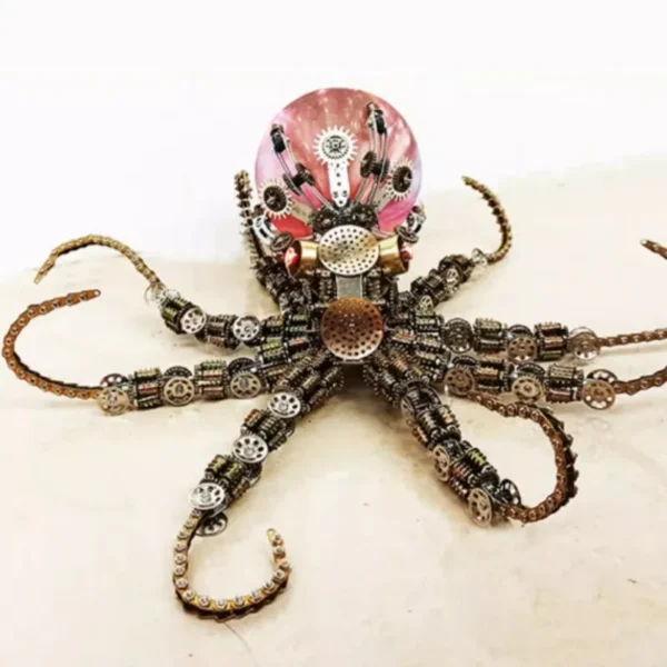 3D Metal Mechanical Octopus Model Kit with Colorful Lamp DIY Assembly Puzzle Models Ornaments Teens Adult Gift - 2400PCS+ - Image 3