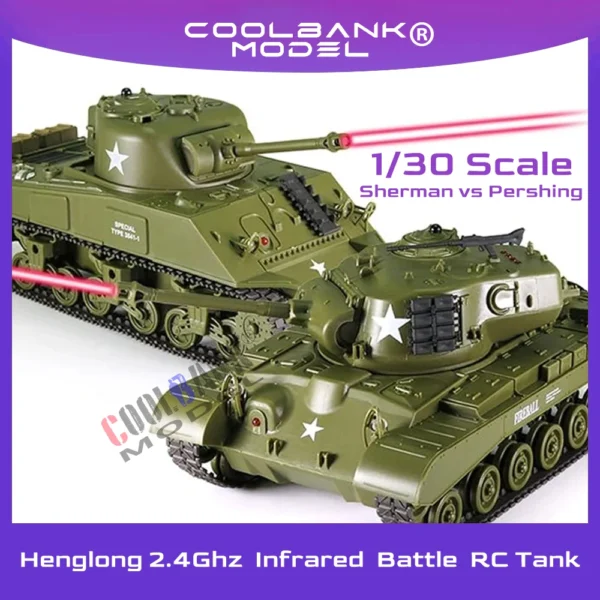 Henglong 1/30 rc tanks,Sherman vs Pershing Infrared Battle Tanks 2.4Ghz RC Battling Panzer Remote Control US Model Tank M4A3 M26