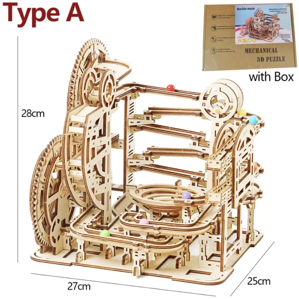 3d Wooden Puzzle Building Model Kits Marble Runs Mechanical Puzzles Self Assembly Toy STEAM Educational Toys for Kids Adult Gift - Image 5