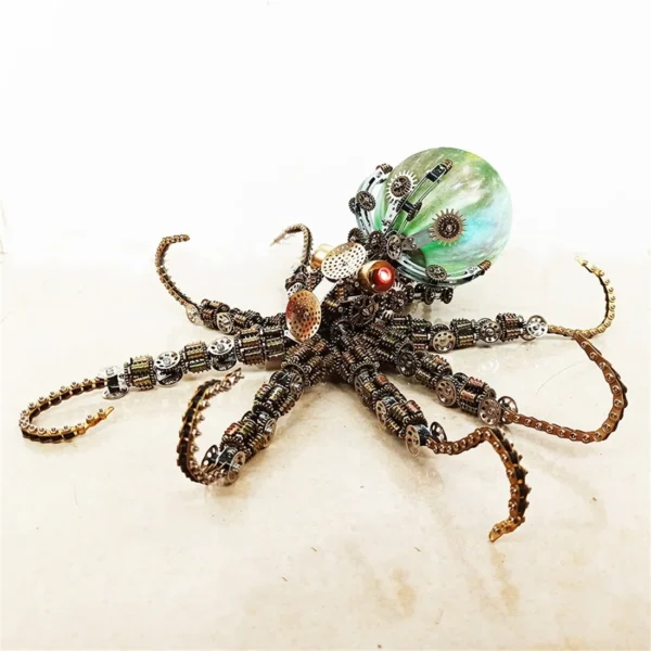 3D Metal Mechanical Octopus Model Kit with Colorful Lamp DIY Assembly Puzzle Models Ornaments Teens Adult Gift - 2400PCS+ - Image 4