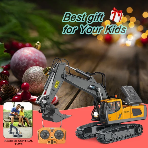 RC Excavator 1/20 2.4GHz 11CH RC Construction Truck Engineering Vehicles Educational Toys for Kids with Light Music - Image 3