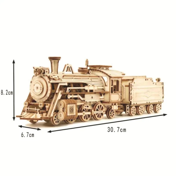 Children Children's Puzzle Box Model Kit Wooden Construction Kit 3D Wooden Puzzle Mechanical Model Steam Train - Image 6