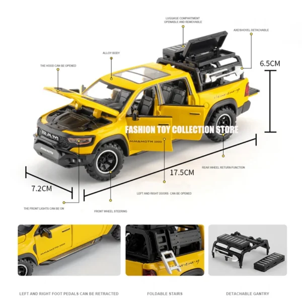 1: 32 MAMMOTH PICKUP Alloy Car Model Diecasts Toy With Sound and Light Vehicles Decoration Toys For Kids Gift - Image 4