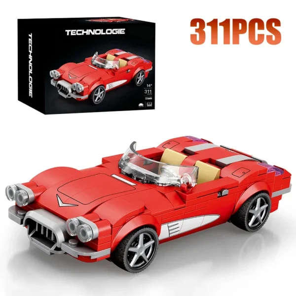 311PCS Red Roadster Car Building Block Creative City Vehicle Diy Car Model Bricks Desktop Display Toys For Kids Holiday Gifts