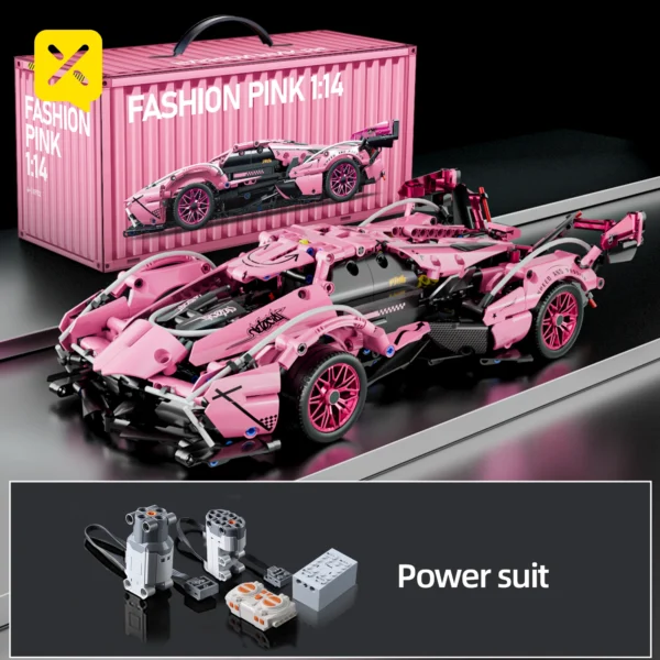 Pink V12 Car Building Blocks Toys Boys or Adults Kits 1:14 Scale Car Model Building Set DIY Toys Kids Christmas Festival Gifts - Image 3