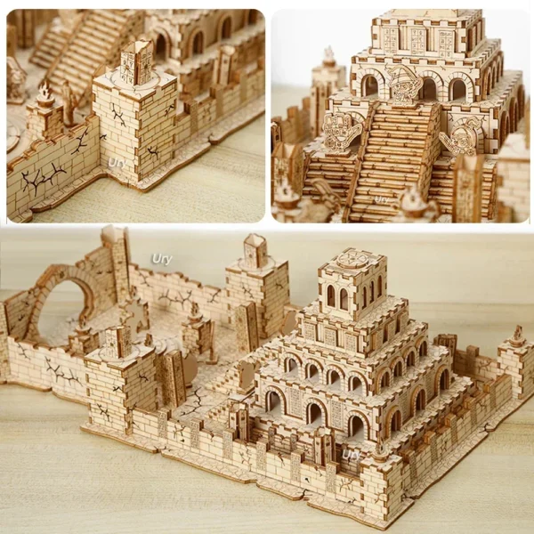 Ury 3D Wooden Puzzle WW2 War City Postwar Relic Handmade Mechanical Assembly House Model DIY Kits Toys Decoration Gifts for Kids - Image 3