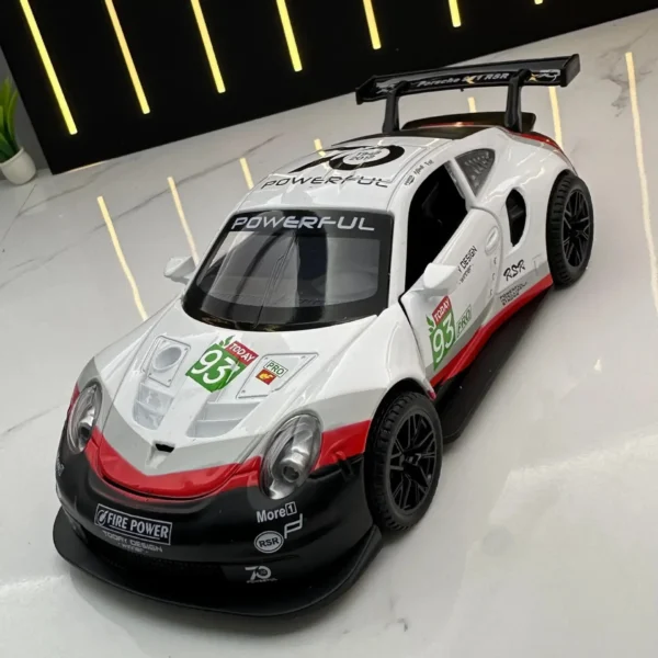 1:32 Porsche 911 RSR Alloy Diecast Toy Vehicles Metal Car Model Sound Light Pull Back Kids Toys Collection A40