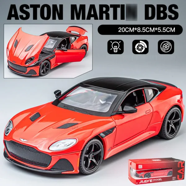 1: 24 Aston Martim DBS Alloy Car Model High Simulation Diecasts Toy With Sound and Light Pull Back Vehicles Decoration Toys - Image 6