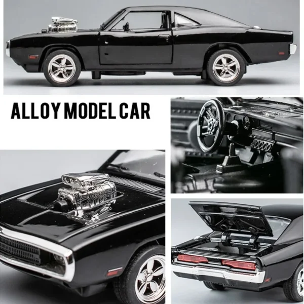 1:32 Simulation 1970 Dodge Charger Alloy Sports Car Model Sound Light Pull Back Luxury Car Children's Toy Gift Ornaments - Image 3