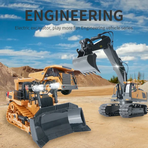 RC Excavator 1/20 2.4GHz 11CH RC Construction Truck Engineering Vehicles Educational Toys for Kids with Light Music - Image 2