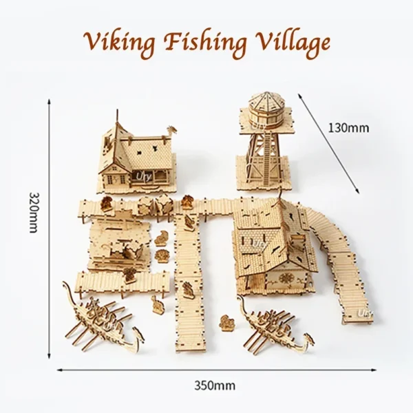 Ury 3D Wooden Puzzle WW2 War City Postwar Relic Handmade Mechanical Assembly House Model DIY Kits Toys Decoration Gifts for Kids - Image 5