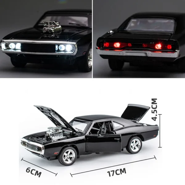 1: 32 Dodge Series,Challenger Hellcat Vintage Classic Alloy Car Model Toy Pull Back Cars With Sound and Light For Kids Gift - Image 2