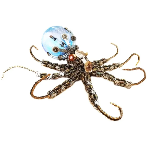 3D Metal Mechanical Octopus Model Kit with Colorful Lamp DIY Assembly Puzzle Models Ornaments Teens Adult Gift - 2400PCS+ - Image 2