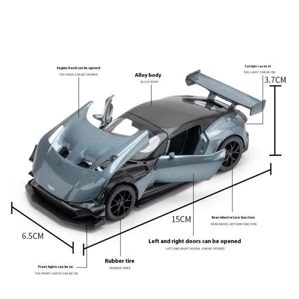 1:32 AstonMartin Vulcan Supercar Alloy Diecast Model Car Interior Decoration Sound & Light High Simulation Gift For Friend Box - Image 3