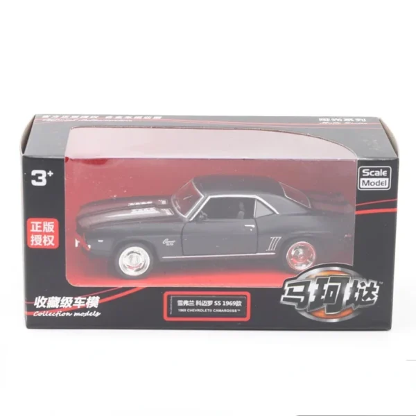 1:36 Chevrolet USA 1969 Camaro SS Vintage Matte Black Diecast Metal Car Model Toy For Collection Gift Kids A318 - Image 5