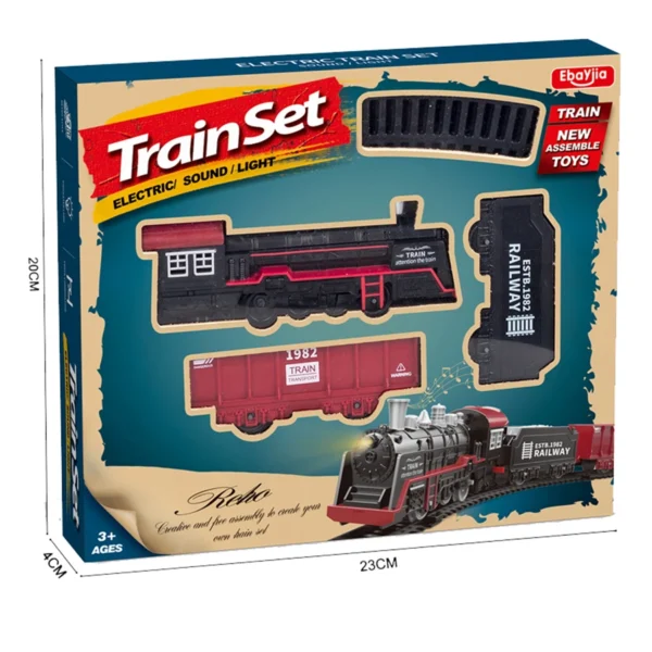 Electric Train Rail Car Simulation Retro Steam Train Model Kids High Speed Rail Toy Boy Set - Image 2