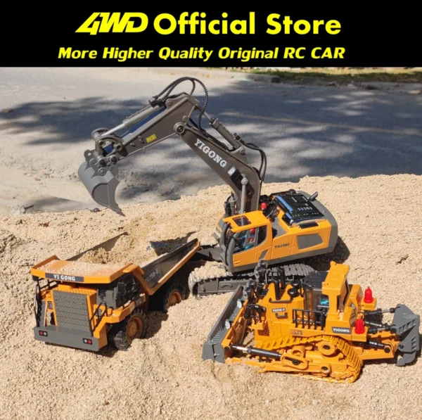 4WD Remote Control Excavator Toy Radio Controlled RC Dump Truck Vehicle Crawler Bulldozer Construction Car Gifts for Kids Boys - Image 2