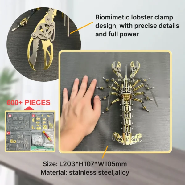 DIY mechanical assembly 3D metal lobster stainless steel puzzle decompression model kit personalized gift toy - Image 2