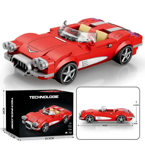 311PCS Red Roadster Car Building Block Creative City Vehicle Diy Car Model Bricks Desktop Display Toys For Kids Holiday Gifts - Image 6