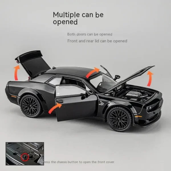 1: 32 Dodge Series,Challenger Hellcat Vintage Classic Alloy Car Model Toy Pull Back Cars With Sound and Light For Kids Gift - Image 4