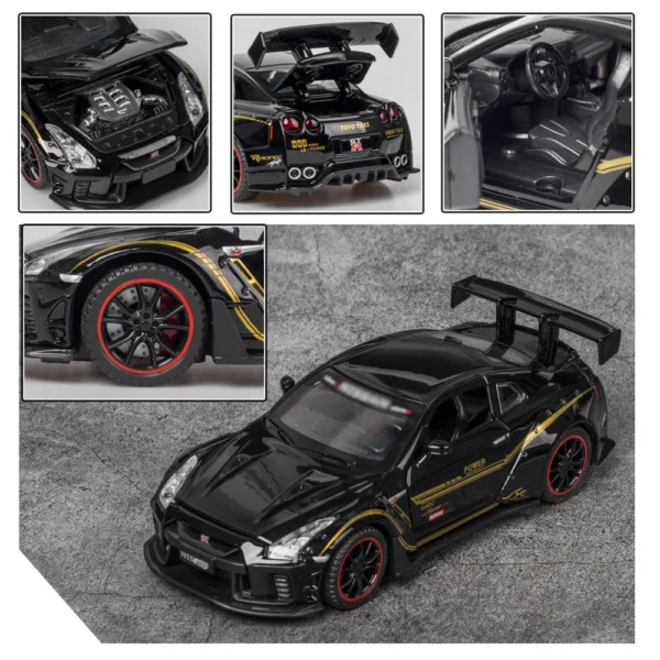 1: 32 Scale Sport Race Skyline R35 Toy Car Die Cast Metel Cars Pull Back Cars Toys with Sound and Light For Kids Gifts - Image 3