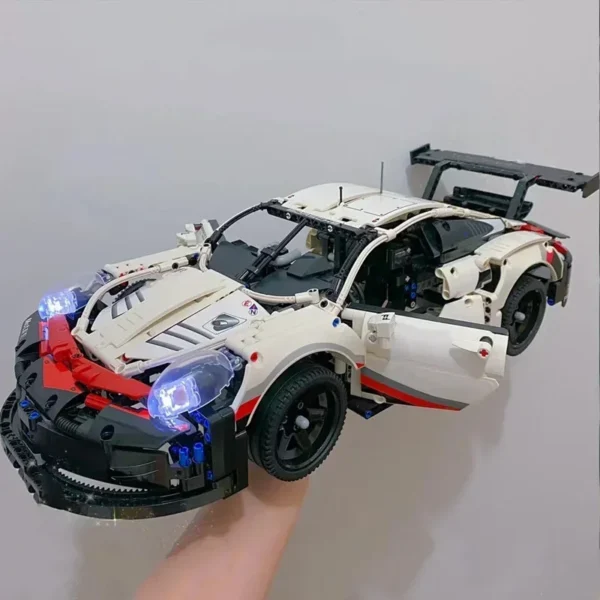 1580+Pcs 1:10 Assembled Building Blocks Compatible 42096 Electric Sports Car Model Remote Control with Lights DIY Birthday Gifts - Image 2