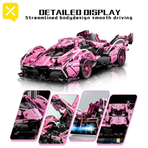 Pink V12 Car Building Blocks Toys Boys or Adults Kits 1:14 Scale Car Model Building Set DIY Toys Kids Christmas Festival Gifts