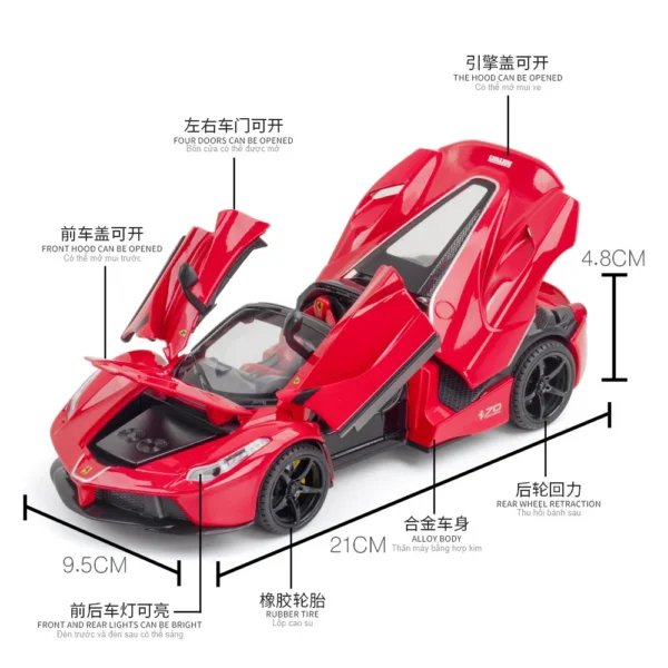 1:22 Ferrari Laferrari convertible Alloy Racing Car Model Diecast Metal Toy Vehicles Car Model Simulation Kids Toy Gift E187 - Image 6