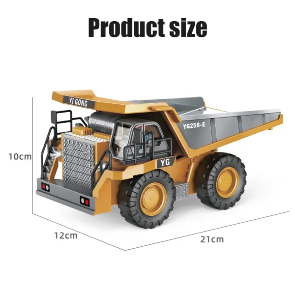 1:24 9CH RC Alloy Dump Truck Car Engineering Vehicle Forklift Heavy Excavator Remote Control Car Toys for Boys Children's Gifts - Image 5